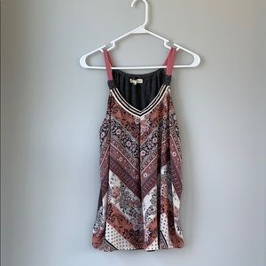 Pink and Gray Patterned Tank Top
